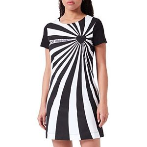 Love Moschino A-lijn jurk met korte mouwen voor dames, wit zwart, 42, Wit Zwart