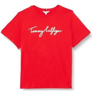 Tommy Hilfiger CRV Reg C-nk Signature Tee SS S/S Knit Tops, Rouge féroce, 50