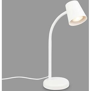 BRILONER Bedlamp, draaibare bureaulamp, GU10 tafellamp voor thuiskantoor met kabelschakelaar, leeslamp, wit