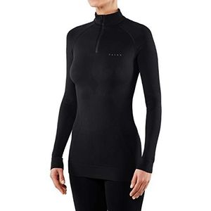 FALKE Maximaal warm sportbovendeel met ritssluiting, lange mouwen, voor dames, ondergoed, warm wit, zwart, meer kleuren voor wandelen, hardlopen, paardrijden, voetbal, 1 stuk, Zwart (Zwart 3000)