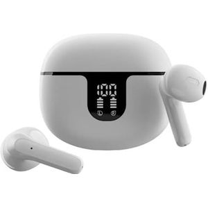 Draadloze 5.1 HiFi Bluetooth-hoofdtelefoon met IPX7 waterdicht stereogeluid voor iOS, led-display, Android (wit)