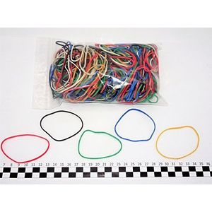 Progom - 200 elastieken – 80 (Ø50) mm x 1,7 mm – meerkleurig (blond, rood, groen, blauw, wit, zwart)