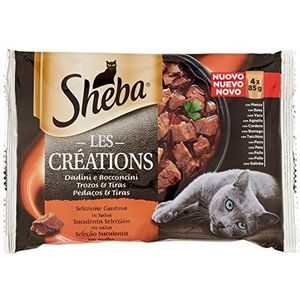 Sheba Natvoer voor katten met rundvlees, 4 x 85 g