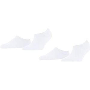 ESPRIT Dames Solid High 2-pack onzichtbare sokken ademend biologisch katoen hoge hals ideaal voor gesloten lage schoenen antislip hielsysteem multipack pak van 2 paar, Wit 2000