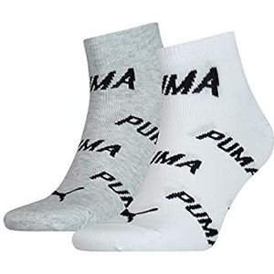 PUMA BWT Quarter 2 paar uniseks sokken, Wit/Grijs/Zwart