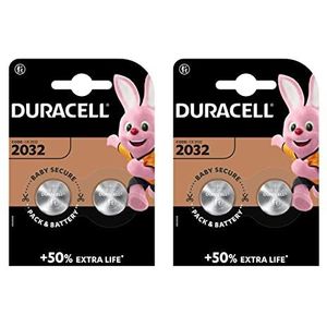 Lithium knoopcellen CR2032 3 V, MAS 50 Extra Life, 2 verpakkingen x2 Duracel