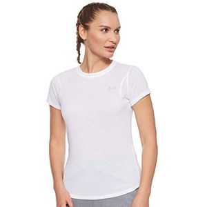 Under Armour Ua Streaker 2.0 dames T-shirt met smalle pasvorm loopkleding koel ademend dames, wit (wit/reflecterend (100))
