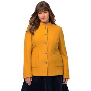 Ulla Popken Blazer en laine bouillie Janker pour femme, Jaune Moutarde Clair, 54 grande taille