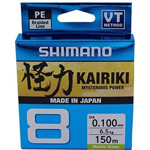 SHIMANO Kairiki 8, 150 meter, Mantis groen, 0,230 mm/22,5 kg, gevlochten vislijn, 59WPLA58R07