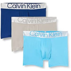 Calvin Klein Boxershorts voor heren, 3 stuks (3 stuks), Mid Blue, Signature Blue, Clay Gry