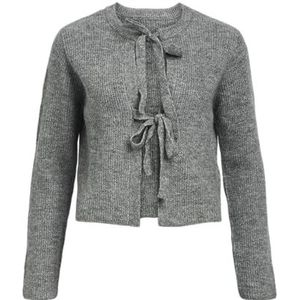 Object Objparvi Noos Gebreid damesvest, Medium grijs mengsel.