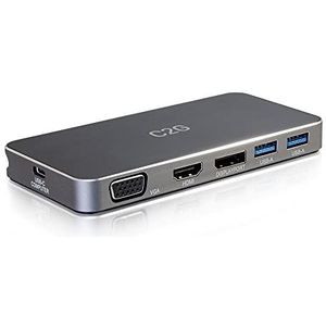 C2G USB-C dockingstation met HDMI, DisplayPort, VGA, USB-A 3.0 en USB-C hub, audio meerdere beeldschermen chroom