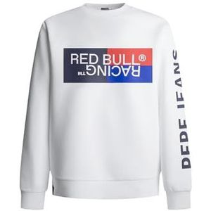 Red Bull Racing X Pepe Jeans RBR kleurblok GRAPHIC CREW sweatshirt voor heren, wit (wit), S, wit (wit), S, Wit (wit)