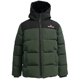 REDSKINS JUNIOR Parka fleece, thermische jas, warme kleding, waterdichte jas, kinderen, jongens, meisjes, model 1092, groen, zwart, maat 8 jaar