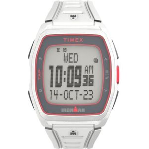 Timex IRONMAN T300 42 mm Unisex horloge - Witte siliconen band, digitale wijzerplaat, witte kast TW5M62500, Wit