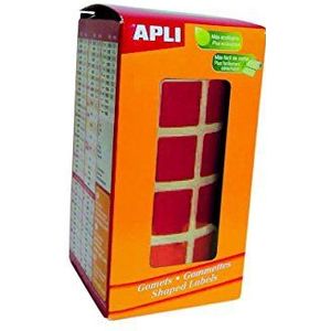 APLI 12477 gum op rol, vierkant, 15 x 15 mm, rood
