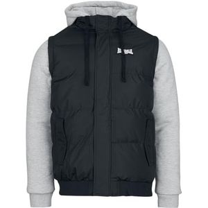 Lonsdale DOWPOT Herenjas met capuchon, normale pasvorm, zwart/grijs/marl/wit, L, zwart/grijs marl/wit