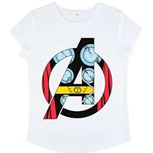 Marvel Klassiek – Avenger Thor kostuum dames T-shirt met rolgeluiden, Wit