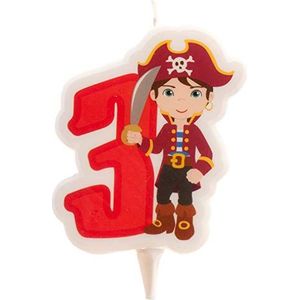 Dekora - 345257 piratenkaars | 2D piraat verjaardagskaars voor kindertaarten - nummer 3