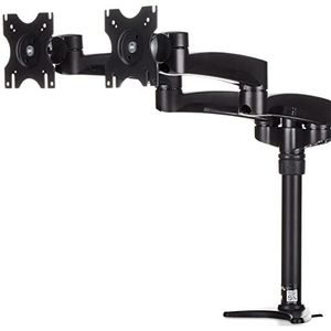 StarTech.com Scharnierarm voor 2 monitoren met kabelmanagement en in hoogte verstelbaar, bureaustandaard met lcd-/led-scherm, bureaustandaard voor 2 LCD-schermen (verstelbare arm), kunststof,