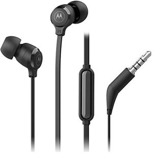 Motorola Sound Earbuds 3-S in-ear hoofdtelefoon met microfoon, anti-hoekkabel, diepe bas en ergonomisch ontwerp met comfortabele pasvorm, 3,5 mm, zwart