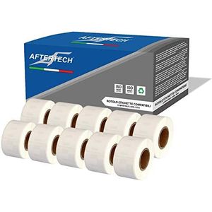 Aftertech 10 x 99010 28 x 89 mm plakband rollen compatibel (130 etiketten/rol = 1300 in totaal) voor Dymo LabelWriter S0722370 10 x 99010