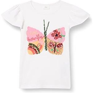 s.Oliver T-shirt met pailletten meisjes, Wit.