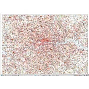 XYZ Maps C7 Greater London Postcode Sectors Wandkaart, A0, 1189 x 841 mm