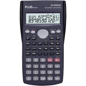 Plus Office Wetenschappelijke rekenmachine voor techniek, school en universiteit, 2-regelige weergave (10+2-cijferig), hyperbolische en trigonometrische functies, FX-82 Plus zwart