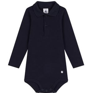 Petit Bateau A0BQC Bodysuit voor babyjongens met lange mouwen en opstaande kraag, Smoking