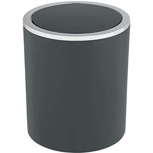 WENKO Inca Badkamerafvalemmer met klapdeksel, 2 liter, kunststof, BPA-vrij, Ø 14 x 16,8 cm, antraciet