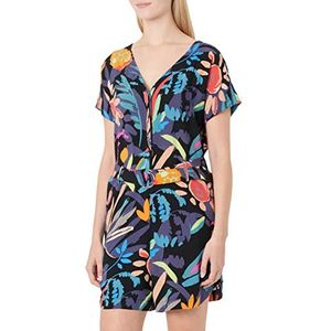 Urban Classics Dames Short Viscose Belt Jumpsuit Dames T-Shirt, Blackfruity