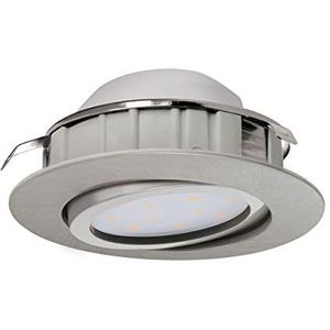 EGLO Pineda Led-inbouwspot, led-spot van kunststof, led-inbouwlamp in nikkel-mat, inbouwspot LED plat en draaibaar, Ø 8,4 cm