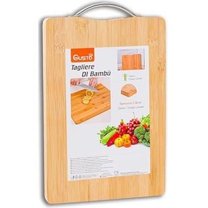 IPEA Rechthoekige houten snijplank met metalen handvat voor groenten, fruit, salami, 32 x 22 cm, multifunctionele keukensnijplank voor het snijden en serveren van voorgerechten, brood,
