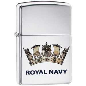 Zippo Royal Navy Officiële Crest Uniseks winddichte aansteker – gepolijst chroom Eén maat