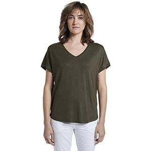 TOM TAILOR dames V-hals blouse, 22201 - Crème Toffee