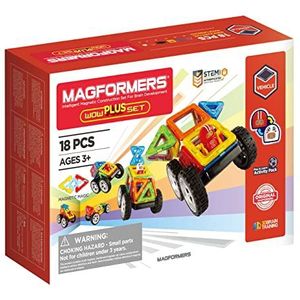 Magformers Wow Plus Magnetische bouwstenen voor kinderen, 18 stuks, geschikt als cadeau voor jaren en meisjes