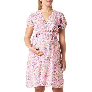MAMALICIOUS Mlcasey Tess S/S Wo Dress 2f A. Zwangerschapsjurk voor dames, Begonia Pink/Aop: bloem Aop