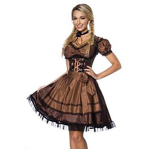 Atixo Hoge kwaliteit dames dirndl met blouse voor speciale gelegenheden, bruin/zwart, S, Bruin/Zwart