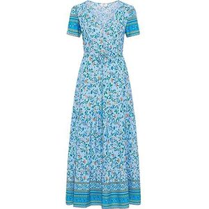 TOORE Robe longue pour femme avec imprimé floral 15926602-TO01, bleu clair, multicolore, taille L, Robe maxi avec imprimé floral, L