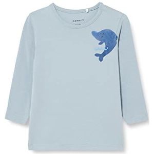 NAME IT Nbmhush Ls Top Shirt met lange mouwen voor babyjongens, Blauw (Dusty Blue)