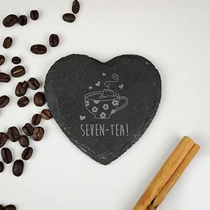 Gegraveerde hart-onderzetters - Seven-Tea, verjaardagscadeau voor vrouwen, cadeau voor de 70e verjaardag voor mama, grootmoeder, onderzetter