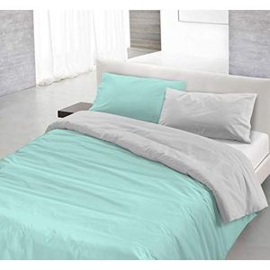Italian Bed Linen Natural Color Beddengoedset, 100% katoen, watergroen, lichtgrijs, tweepersoonsbed