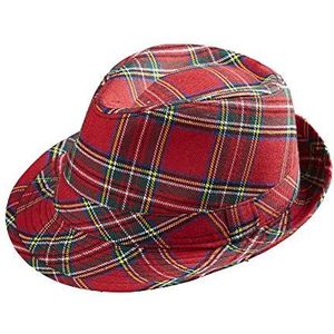 Widmann 0093G - Fedora Tartanfedora rood Schotse hoed accessoires carnaval party
