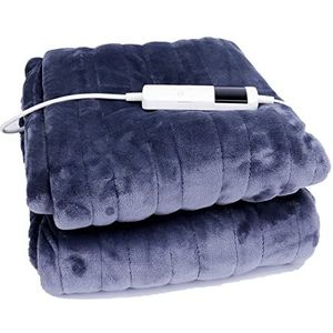Elektrische deken met 10 snelheden, tijdverwarmingsdeken, snelle verwarming, oververhittingsbeveiliging, machinewasbaar (150 x 200 cm, blauw)