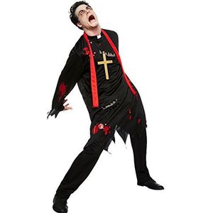 amscan - Bloody Vicar with Cross Necklace-Large, 1 stuks, zombie kostuumketting van bloed, met kruis, groot, 1 stuk, 10235233, zwart