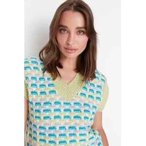 Trendyol Gilet en tricot à col en V standard pour femme, menthe, L