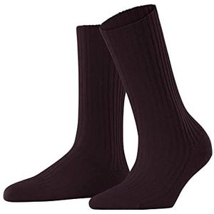 FALKE Cosy Wool Boot-sokken voor dames, ademend, klimaatregulerend, geurremmend, wol, viscose, kasjmier, geribbeld, warm, platte teennaad voor dagelijks gebruik, werk, 1 paar, Rood (Barolo 8596)