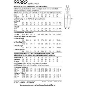 SIMPLICITY SS9382H5 Sportbroek voor dames, rechte snit, twee lengtes met hoge tailleband, slabbetje, rugband, knopen en plooien voor en steekzakken, 39-38-40-42
