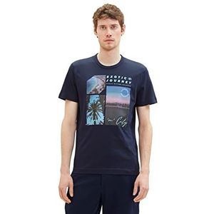 TOM TAILOR 1036365 T-shirt met fotoprint voor heren (1 stuk), 10668 - Sky Captain Blue